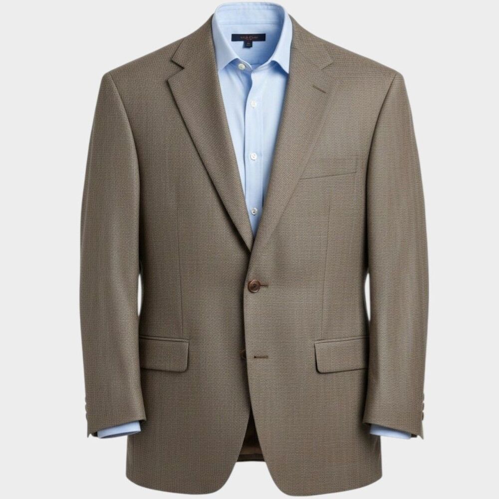 JOS A BANK Men's Blazer Sport Coat 2-Button Suit Jacket 44L Brown/Tan Wool